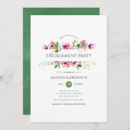 Watercolor Pink Poppies Engagement Party Einladung