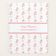 Watercolor Pink Poppies Floral Weekly Planner