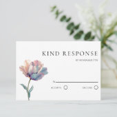 Watercolor Pink Purple Tulip QR Code Wedding RSVP Karte (Stehend Vorderseite)