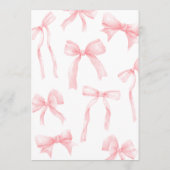 Watercolor Pink Ribbon Bow Baby Shower Einladung (Rückseite)