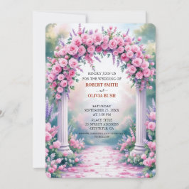 Watercolor Pink Rose Arch Garden Invitation Einladung