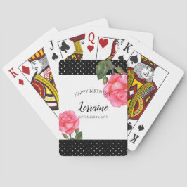 Watercolor Pink Rose Botanical Illustration Spielkarten