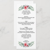 Watercolor Pink Rose Grüne Blätter Hochzeitsmenü (Vorne/Hinten)