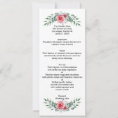 Watercolor Pink Rose Grüne Blätter Hochzeitsmenü (Vorderseite)