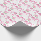 Watercolor Pink Roses & Bows Geschenkpapier (Ecke)