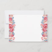 Watercolor Pink Roses Chic Wedding RSVP Karte (Rückseite)