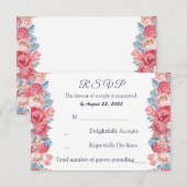 Watercolor Pink Roses Chic Wedding RSVP Karte (Vorne/Hinten)