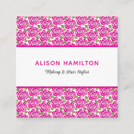 Watercolor Pink Roses MakeUp Hair Stylist Salon Terminkarte