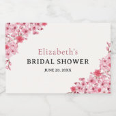 Watercolor Pink Sakura Flowers, Bridal Shower Schaumweinetikett (Einzelnes Label)