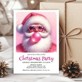 Watercolor Pink Santa Bubble Gum Funny Christmas  Einladung