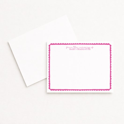 Watercolor Pink Scalloped Nursery Note Card Ankündigung