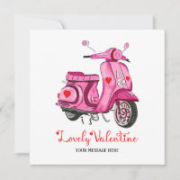 Watercolor Pink Scooter Valentine's Day Gruß