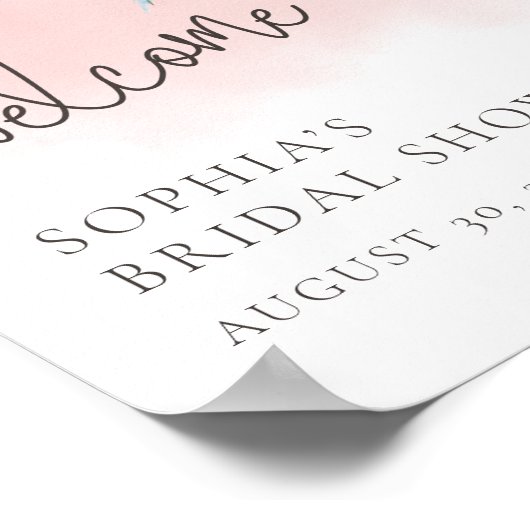 Watercolor Pink Sky Beach Willkommen Poster (Ecke)