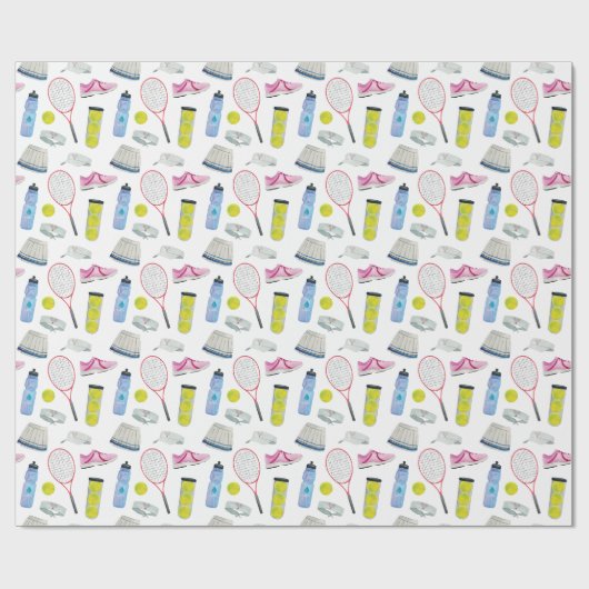 Watercolor Pink Tennis Pattern Geschenkpapier (Flach)