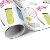 Watercolor Pink Tennis Pattern Geschenkpapier (Rolleneckpunkt)
