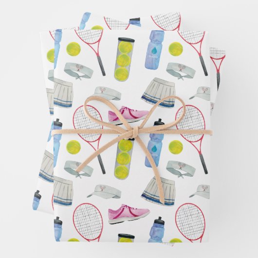 Watercolor Pink Tennis Pattern Geschenkpapier Set (Beispiel)