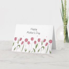 Watercolor Pink Tulip Mother's Day Greeting Card Karte