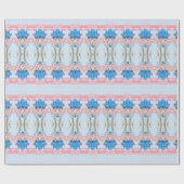 Watercolor Pink und Blue Floral Designer Geschenkw Geschenkpapier (Flach)