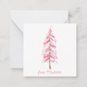 Watercolor Pink Weihnachtsbaum Geschenkkarte Mitteilungskarte (Vorderseite)