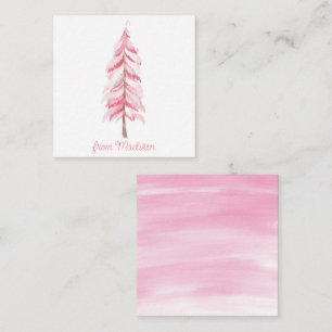 Watercolor Pink Weihnachtsbaum Geschenkkarte Mitteilungskarte