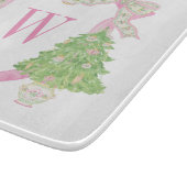 Watercolor Pink Weihnachtsbaum Monogram Wappen Schneidebrett (Ecke)