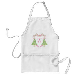 Watercolor Pink Weihnachtsbaum Monogram Wappen Schürze