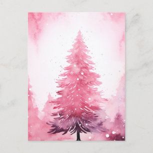Watercolor Pink Weihnachtsbaum Postkarte