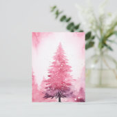 Watercolor Pink Weihnachtsbaum Postkarte (Stehend Vorderseite)