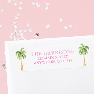 Watercolor Pink Weihnachtspalme Adresse