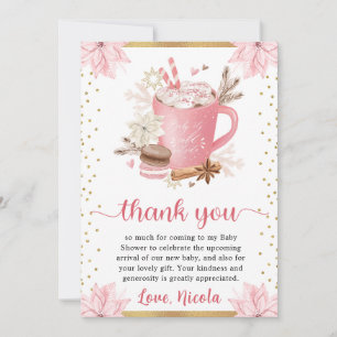 Watercolor Pink Winter Cookies & Cocoa Babyparty Dankeskarte