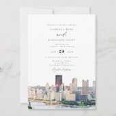Watercolor Pittsburgh Pennsylvania Skyline Wedding Einladung (Vorderseite)