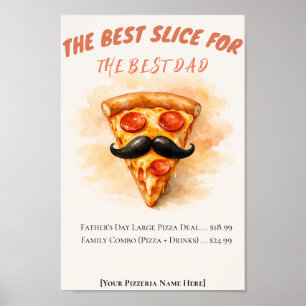 Watercolor-Pizza-Bestes Stück Vatertag Poster