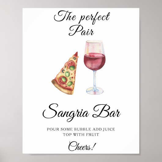 Watercolor Pizza Brautparty Sangria Bar Poster (Vorne)