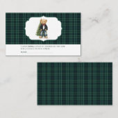   Watercolor Plaid teddy bear  baby shower diaper  Begleitkarte (Vorne/Hinten)