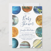 Watercolor Planets Solar System Babydusche Einladung (Vorderseite)