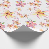 Watercolor Plumeria und Hibiskus Wrapping Paper Geschenkpapier (Ecke)