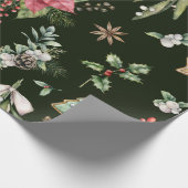 Watercolor Poinsetta Weihnachtsmuster Geschenkpapier (Ecke)