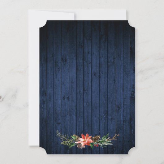 Watercolor Poinsettia Blue Woliday Party Einladung (Rückseite)