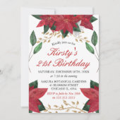 Watercolor Poinsettia Blumenweihnachtsfest Geburts Einladung (Vorderseite)