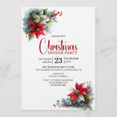 Watercolor Poinsettia Christmas Dinner Party Einladung (Vorderseite)