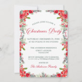 Watercolor Poinsettia Floral Christmas Party Einladung (Vorderseite)