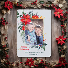 Watercolor Poinsettia Gold Frame Vertikales Foto