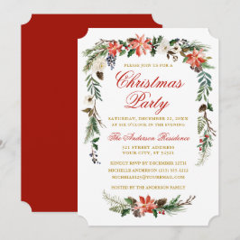 Watercolor Poinsettia Gold Rotes Weihnachtsfest Pa Einladung