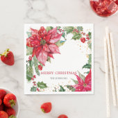 Watercolor Poinsettia Gold Spritzer Personalisiert Serviette (Beispiel)