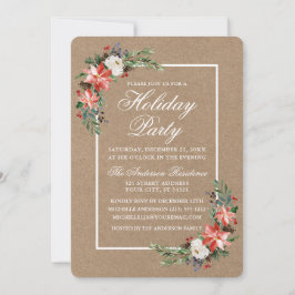 Watercolor Poinsettia Holiday Party Kraft Einladung