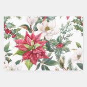 Watercolor Poinsettia Holiday Pattern Wrapping Pa Geschenkpapier Set (Vorderseite 3)