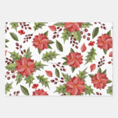 Watercolor Poinsettia Holiday Pattern Wrapping Pap Geschenkpapier Set (Vorderseite 2)