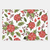 Watercolor Poinsettia Holiday Pattern Wrapping Pap Geschenkpapier Set (Vorderseite)