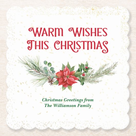 Watercolor Poinsettia Holly Bouquet Christmas Untersetzer (Vorderseite)