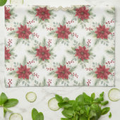 Watercolor Poinsettia Merry Christmas Geschirrtuch (Gefaltet)